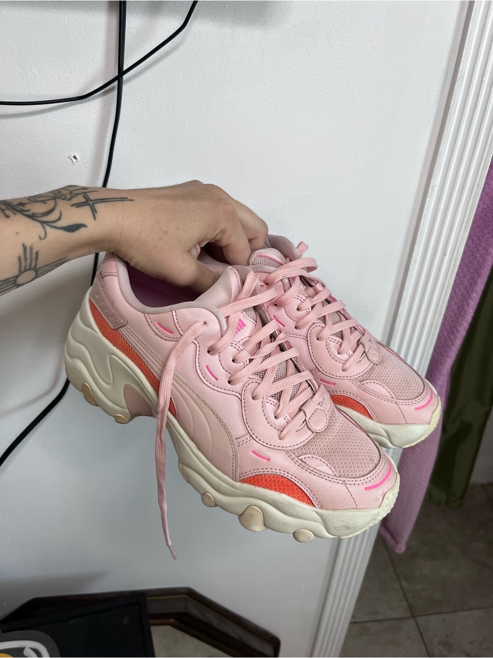 Puma Pink and Orange Chunky Women's Sneakers